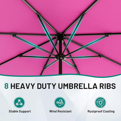 AreShark 12 FT Patio Umbrella for Outdoor, Outdoor Table Umbrella with Crank, Outdoor Patio Umbrellas with 8 Sturdy Ribs, Patio Umbrellas for Market, Garden, Pool (Rose Pink)