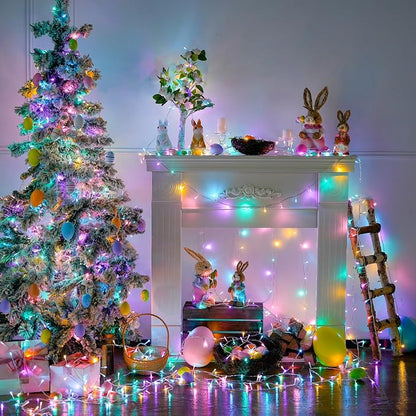 JMEXSUSS 400 LED Easter Lights Indoor Outdoor, 132FT Easter String Lights | Pastel String Lights Plug in, with Remote, 8 Modes Colorful Christmas Light for Bedroom Party Tree Decorations