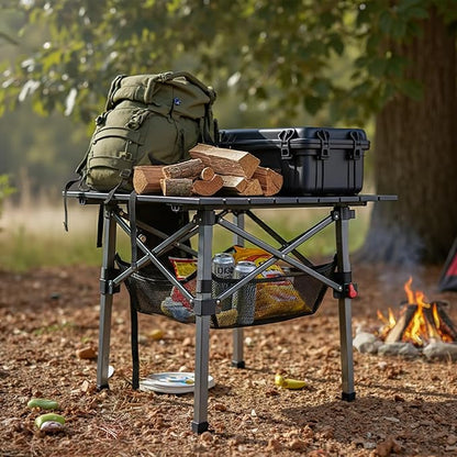 Folding Camping Table, Portable Lightweight Beach Tables for Sand Foldable, Aluminum Roll-up Folding Square Table for Outdoor Camping, Picnic, Card, Travel