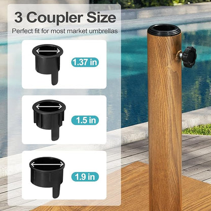Patio Umbrella Base with Wheels, 43lbs Outdoor Umbrella Stand | With 2 Wheels, Square Heavy Duty Base, Suitable for 6-12FT Market & Fringe Umbrella, for Deck, Lawn, Poolside