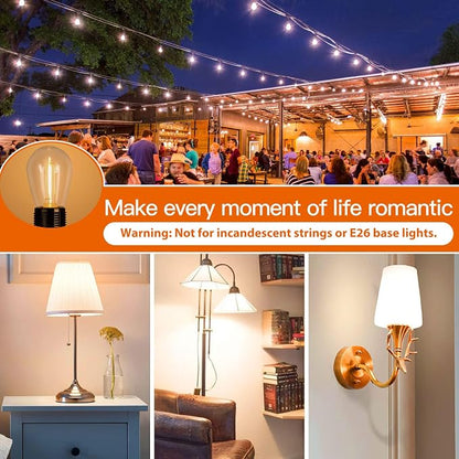addlon LED Replacement Bulbs S14 15-Pack 1W E17 Waterproof Shatterproof | Commercial Grade Quality, LED Dimmable Compatible Clear Plastic E17 Screw Base for Our Outdoor String Light