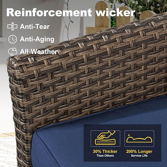 Patio Wicker Chairs with High Back Set of 2, All Weather PE Wicker Outdoor Chairs with Water-Resistant Cushions for Garden, Deck, Porch, Backyard, Balcony