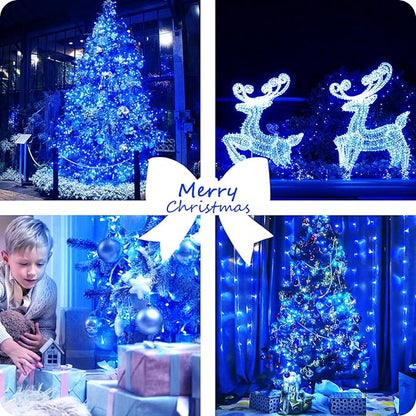 2 Pack String Lights Battery Operated with Timer, 66FT 200 LED Waterproof Battery Twinkle Lights, 8 Modes Fairy Light for Indoor & Outdoor Party Bedroom Porch Tree Christmas Decorations (Blue)