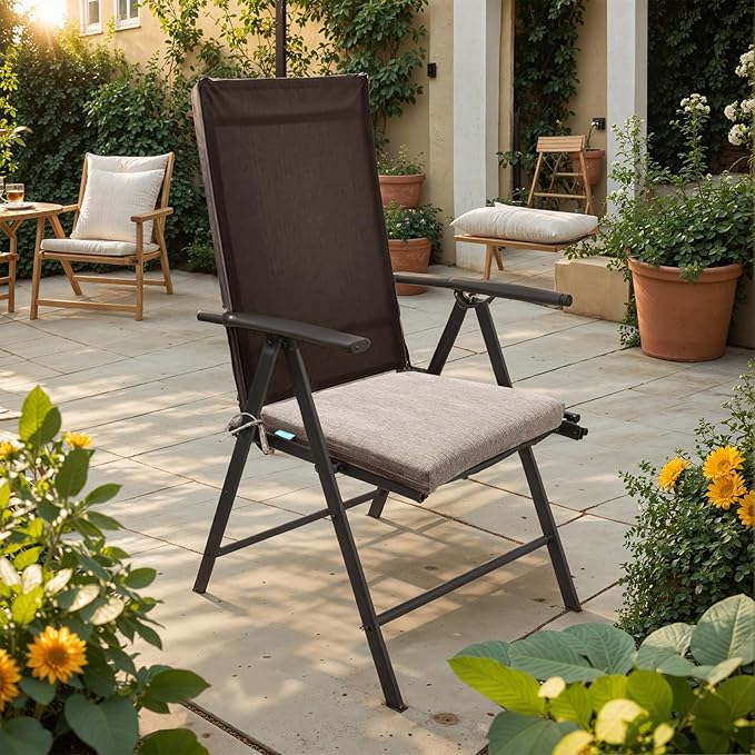 QILLOWAY Outdoor Indoor Chair Pads,Seat Cushions, Square Foam Dining Chair Patio Cushion Set of 4, All Weather, 17" Lx17 Wx3 D (Mallard/Forest Green)