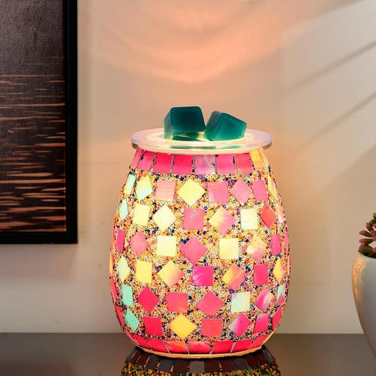 DICIMI Cute Wax Warmer, Wax Melt Warmer Electric with Night Light, Mosaic Oil Burner for Home Decor, Wax Burner for Scented Wax, Aromatherapy Wax Warmer, Ideal Gift for Women
