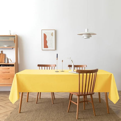DWCN Waterproof Rectangle Tablecloth - 54 x 80 Inch - Stain and Wrinkle Resistant Washable Table Cloth, Decorative Fabric Table Cover for Kitchen Dining Room Party and Outdoor Use, Yellow