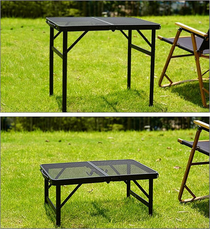 Portable Small Folding Table, Metal Camping Grill Table for BBQ, Picnic & Patio, Lightweight Foldable Outdoor Side Table, 23” x 15”