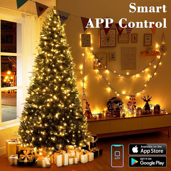 Brizled Smart String Lights, 200 LED Color Changing Christmas Lights 66 ft | App & Voice Control; Warm White & Multicolor; Dimmable; Timer; Xmas Tree Light Music Sync for Indoor Outdoor Wedding Party