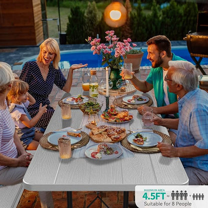 YITAHOME Heavy Duty Picnic Table Outdoor Picnic Table and Bench with Weatherproof Resin Tabletop & Stable Steel Frame for Yard Patio Lawn Party White