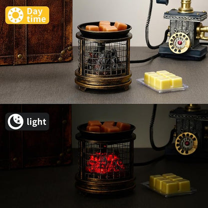 MOAFINA Bronze Grid Wax Melt Warmer with Timer, Wax Warmer for Scented Wax | 4-in-1 Electric Wax Melter & Oil Burner,Candle Wax Warmer, 2/4/8H Timer for Home Bedroom Fragrance Decor
