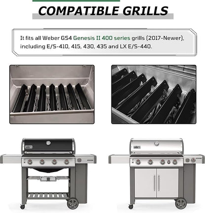 66033 66797 Flavorizer Bars 17” Replacement Weber GS4 Genesis II 400 Series, E-410 E-435 S-410 S-435 SE-410 Grill Parts, Genesis GS4 II LX E/S-440 Parts, Porcelain-enameled Flavor Bars, 7 Pack