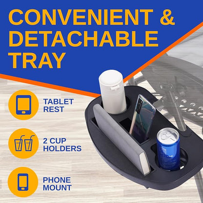 SereneLife Padded Zero Gravity Recliner Chair with Side Table, Gray | Lockable Recline, Cup Holder Tray And Padded Headrest Provide Comfortable Support For Patios, Camping And Outdoor Use