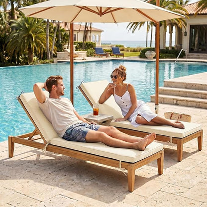 Chaise Lounge Cushions Outdoor Set of 2, Water-resistant and Fade-Resistant Patio Lounge Chair Cushions, Furniture Replacement Cushions Ideal for Pools, Gardens, Balconies, 80" x 26" x 3",Khaki Beige