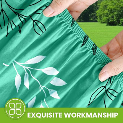 Smiry Spandex Fitted Tablecloth for 8 Foot Rectangle Tables, Washable Picnic Table Cover with Elastic, Stretch Reusable Table Cloth for Outdoor, Camping, Dining & Kitchen (Sage Green Leaf, 30"x96")