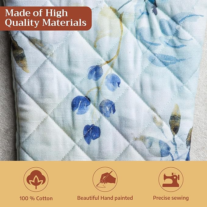 Maison d'Hermine Oven Gloves 100% Cotton Oven Mitt 7" x 13" with Loop Heat Resistant BBQ Cooking Gloves Baking Grilling Kitchen Hotel Home Farmhouse Spring Summer (Pack of 1, Lazy Summer Days)