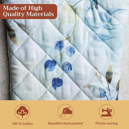 Maison d'Hermine Oven Gloves 100% Cotton Oven Mitt 7" x 13" with Loop Heat Resistant BBQ Cooking Gloves Baking Grilling Kitchen Hotel Home Farmhouse Spring Summer (Pack of 1, Lazy Summer Days)