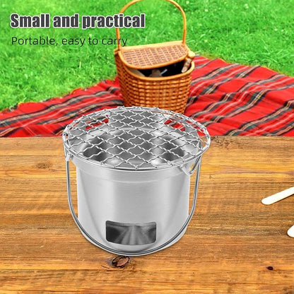 Small Grill: Stainless Steel Small Bbq Grill For Outdoor Camping Picnic Table - Portable Charcoal Barbecue Stove For Backyard Picnic Camping