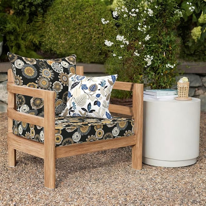 DYTXIII Outdoor Deep Seat Cushion Set, Water Repellent 24"x24" Patio Thick Cushions Replacement with Seat & Back Pillow for Patio Sofa, Wicker Chair, Couch - Black Yellow Crosby