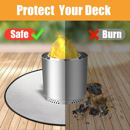 TOHONFOO 5-Layer Round Fire Pit Mat 47in Compatible with Solo Stove Bonfire Fire Pit, Easy to Clean Under Grill Mats for Outdoor Grill to Protect The Deck, Patio, Pavers