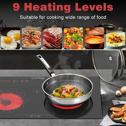 2 Burner Electric Cooktop 24 Inch 110V Plug in | Countertop and Built-in Two Burner Electric Stove Portable, Child Lock, Timer, Suitable for Rv, Dorm, Apt., 120V