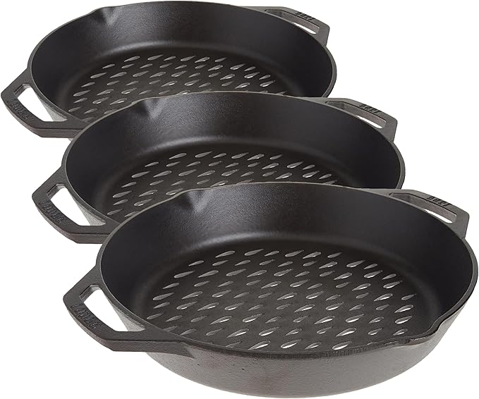 Lodge 12" Cast Iron Dual Handle Grill Basket (Pack of 3)