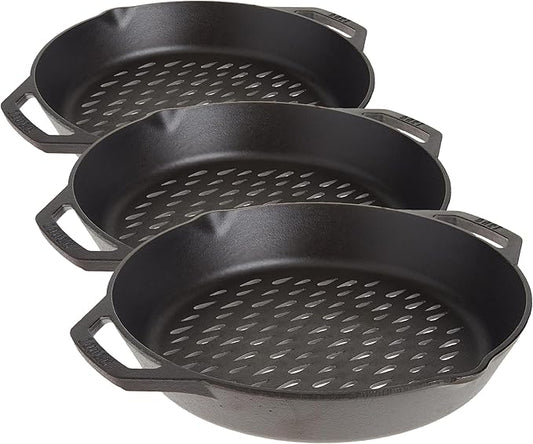 Lodge 12" Cast Iron Dual Handle Grill Basket (Pack of 3)