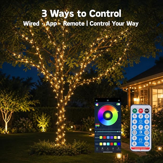 Solar String Lights, 33FT 100LED Warm White | IP65 waterproof, solar powered, 8 lighting modes. Fairy lights for garden, patio, backyard, tree, party decoration.