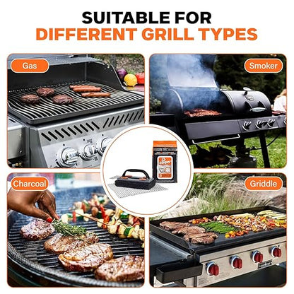 Proud Grill Q-Swiper BBQ Grill Cleaner Set - 1 Grill Brush with Scraper and 25 BBQ Grill Cleaning Wipes, Bristle-Free & Wire-Less, Safe Way to Remove Grease and Grime, Ideal Mens Birthday Gifts