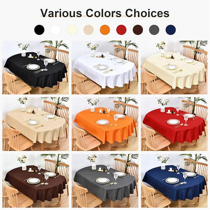 Wolkemer Oval Tablecloth 60 x 102 Inch Washable Fabric Table Cloth Solid Red Table Cover for Dining Wedding Party Banquet Tabletop Decoration