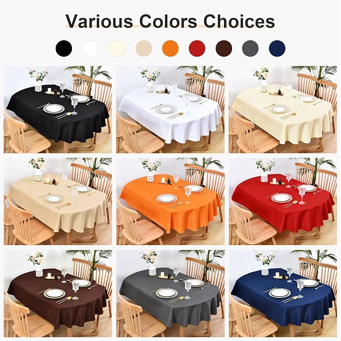 Wolkemer Oval Tablecloth 60 x 84 Inch Washable Fabric Table Cloth | Oval Table Cloth, Solid Orange Cloth Tablecloth, Oval Table Cover for Dining Wedding Party Banquet Tabletop Decoration