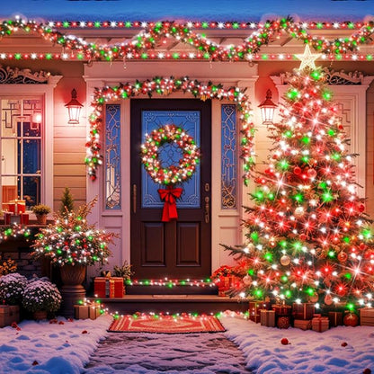 XURISEN 551FT 1400 LED Christmas Lights Outdoor Green Wire String Lights 8 Modes with Timer Memory Waterproof Fairy Lights Plug in for Xmas Tree Wedding Yard Party Holiday Decorations(Red+Green+White)