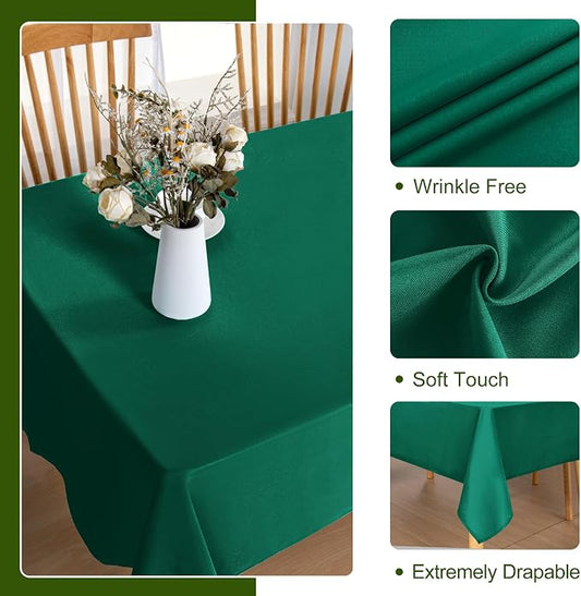 DWCN Rectangle Tablecloth - 54 x 120 Inch - Waterproof Stain and Wrinkle Resistant Washable Table Cloth, Decorative Fabric Table Cover for Kitchen Dining Room Party and Outdoor Use, Emerald Green