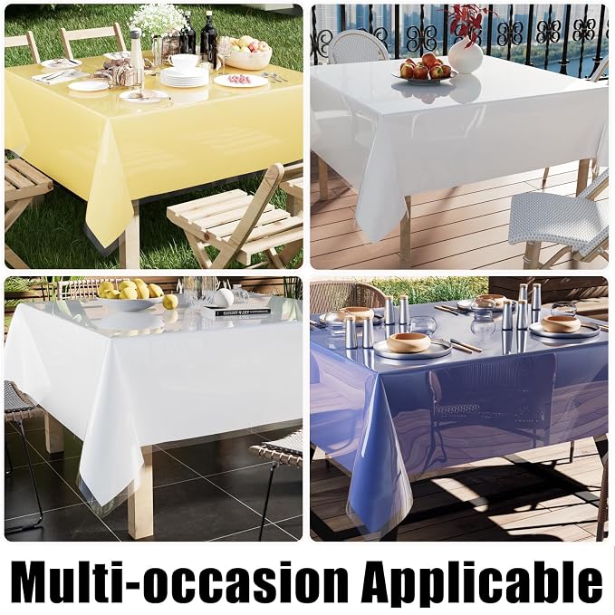 Smiry Rectangle Table Cloth 70x108 Inch, Waterproof Wipeable Vinyl Tablecloths Protector, Oil Spill Proof Plastic Table Cover for Dining, Picnic, Camping, Outdoor, Clear