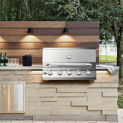 Hygrill STD Series 40-Inch Built In Grill, Stainless Steel 5-Burner Grill Head for Outdoor Kitchen, 70,000 BTU, Liquid Propane
