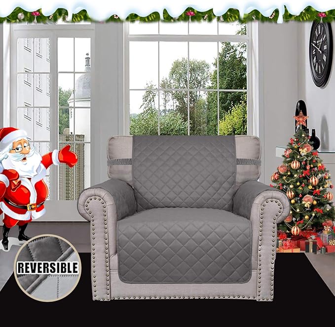 Easy-Going Reversible Couch Cover, Small Chair, Gray/Light Gray | Machine Washable Slipcover For Dogs, Water Resistant Furniture Mat For Living Room, Non-Slip Sofa Cover, Pet Friendly