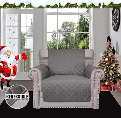 Easy-Going Reversible Couch Cover, Small Chair, Gray/Light Gray | Machine Washable Slipcover For Dogs, Water Resistant Furniture Mat For Living Room, Non-Slip Sofa Cover, Pet Friendly