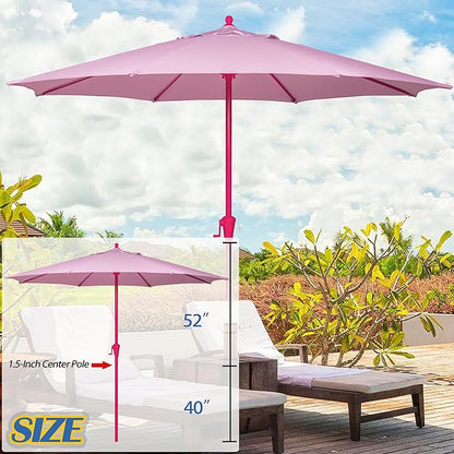 Sunnyglade 9FT Outdoor Patio Umbrella, Market Table Umbrella with 8 Sturdy Ribs and Crank System, Fade-resistant & Waterproof for Garden Backyard Poolside Deck
