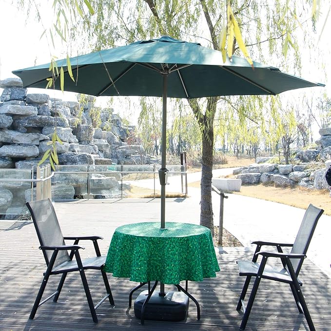 EHouseHome Outdoor and Indoor 60inch Round Tablecloth with Umbrella Hole and Zipper, Waterproof Zippered Patio Cloths, Spring/Summer Table Covers for Backyard Circular Table/BBQs/Picnic