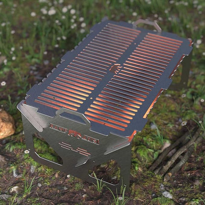 BBQ Grill Set | BBQ Grill with Stainless Steel Portable Instant Foldable Fire Set with Carrying Bag for Outdoor, Camping, Camp, Campfire (Easy Grill)