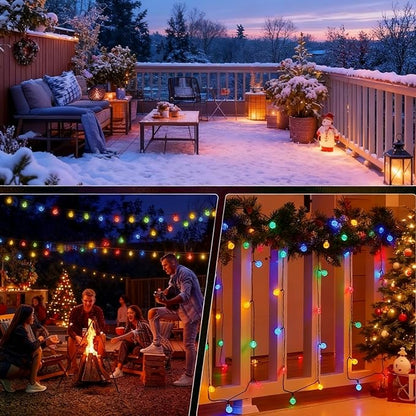 Solar String Lights Outdoor Waterproof IP65 9.3 Feet 20 LED 8 Modes Crystal Globe Fairy Light for Garden Parterre Terrace Decor,Wedding,Party,Camping（Multi-Colored）
