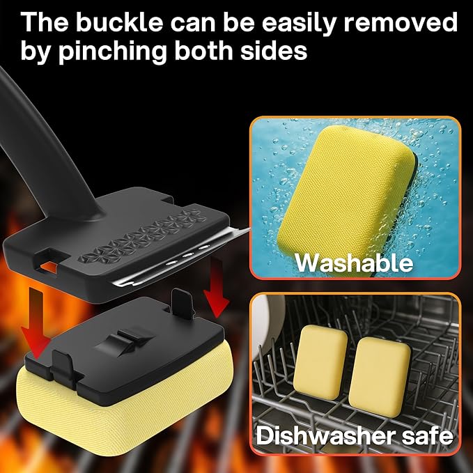 Grill Brush and Grill Mats for Outdoor Grill, BBQ Grill Accessories Set - Grill Brush Bristle Free with Scraper ×1 and Grill Mats ×10, BBQ Grill Brush Cleaning Set/Grill Mats for Grilling