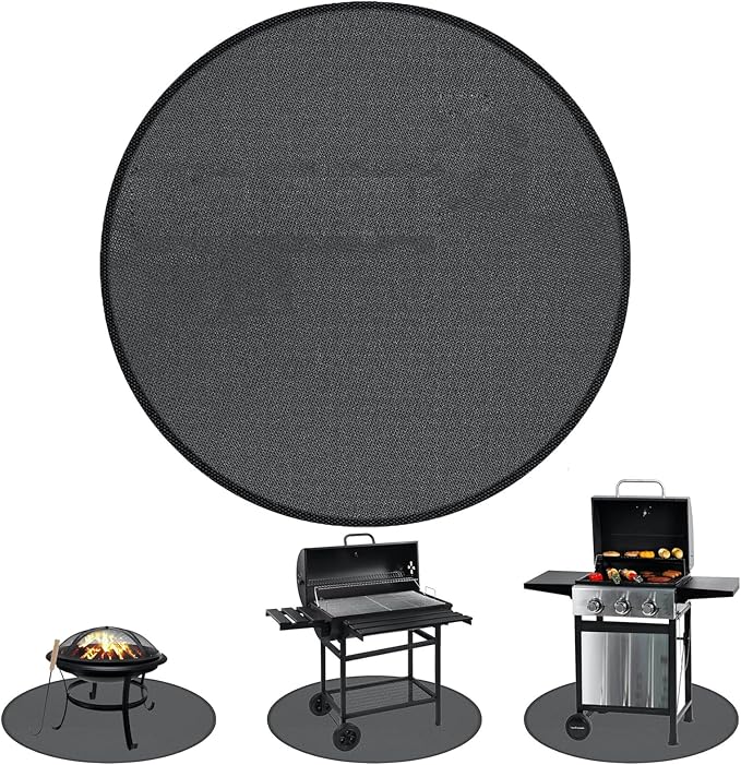 36" Round Fire Pit Mat, Under Grill Mat & Fireproof Mat Fire Pit Pad, Heat-Resistant Fireproof Mat for Outdoor Smoking and Camping, Protect The Deck, Patio, Lawn from Exploding Embers