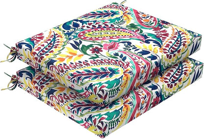 DYTXIII Set of 2 Outdoor Chair Cushions, Water Resistant 18.5"x16"x2" Square Seat Cushion for Patio Dining Chairs, High-Density Replacement Pads for Indoor Outdoor Furniture - Vigour Paisley