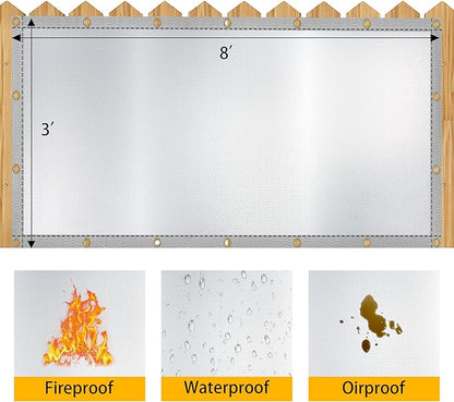 Heat Shield Behind Grill Silver Fireproof Cover and Screen Protect Deck Railing from Grill Heat Shield for Wood Stove, 3’x8’ Wall Protector for Fridge Waterproof BBQ Mat UV Resistant Privacy Screen