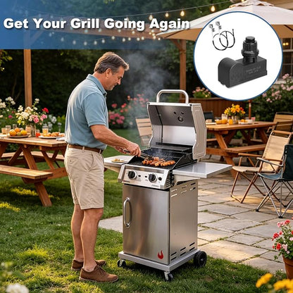 2-Outlet DHLG-12 Grill Igniter Kit for Charbroil, Electronic Ignition Module with Push Button & Wires, Replacement for Charbroil Performance 2/4/5/6 Burner Gas Grills