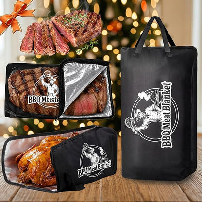 BBQ Meat Blanket Resting Brisket Bag Rugged 600D Oxford Leakproof Heat Pressed, Father's Day Birthday Wedding Gifts for Men Dad Husband Smoker&Grilling Accessories Backyard Camping Party(21")