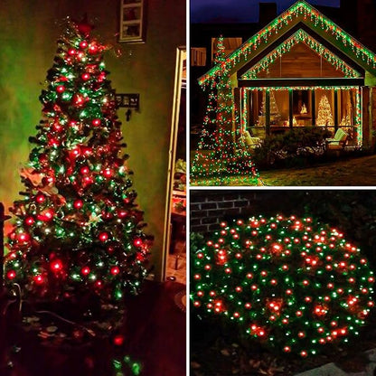 Upgraded Connectable 200 LED Christmas String Lights Outdoor Indoor, 66FT Red and Green Christmas Lights 13 Modes, Waterproof Twinkle Fairy Lights Plug in Clear Wire for Tree, Bedroom Decoration