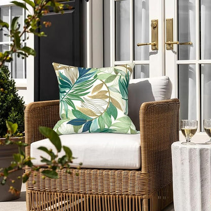 LVTXIII 2 Pack Outdoor Pillow Covers ONLY 18x18 Inch, Water-Repellent Square Decorative Cushion Covers for Patio Furniture, Garden, Sofa, Lush Leaf Green