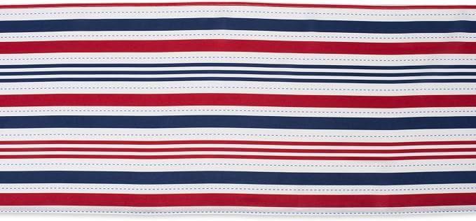 DII Patriotic Stripes Tabletop Collection, Stain Resistant & Waterproof, Table Runner, 14x108, Red, White, & Blue (Pack of 12)