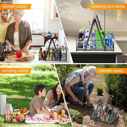 JBBTOOL Grill Caddy, BBQ Caddy for Outdoor Grill with Paper Towel Holder, Picnic Utensil Caddyfor Outdoor Kitchen, RV, Patio, Tailgate, Camping Essentials, Grilling Gifts for Men, Barbecue Tool Sets